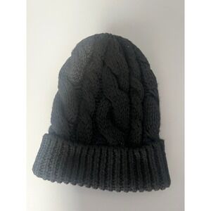 Old Navy Black Cable Knit Beanie Hat One Size Recycled Materials
